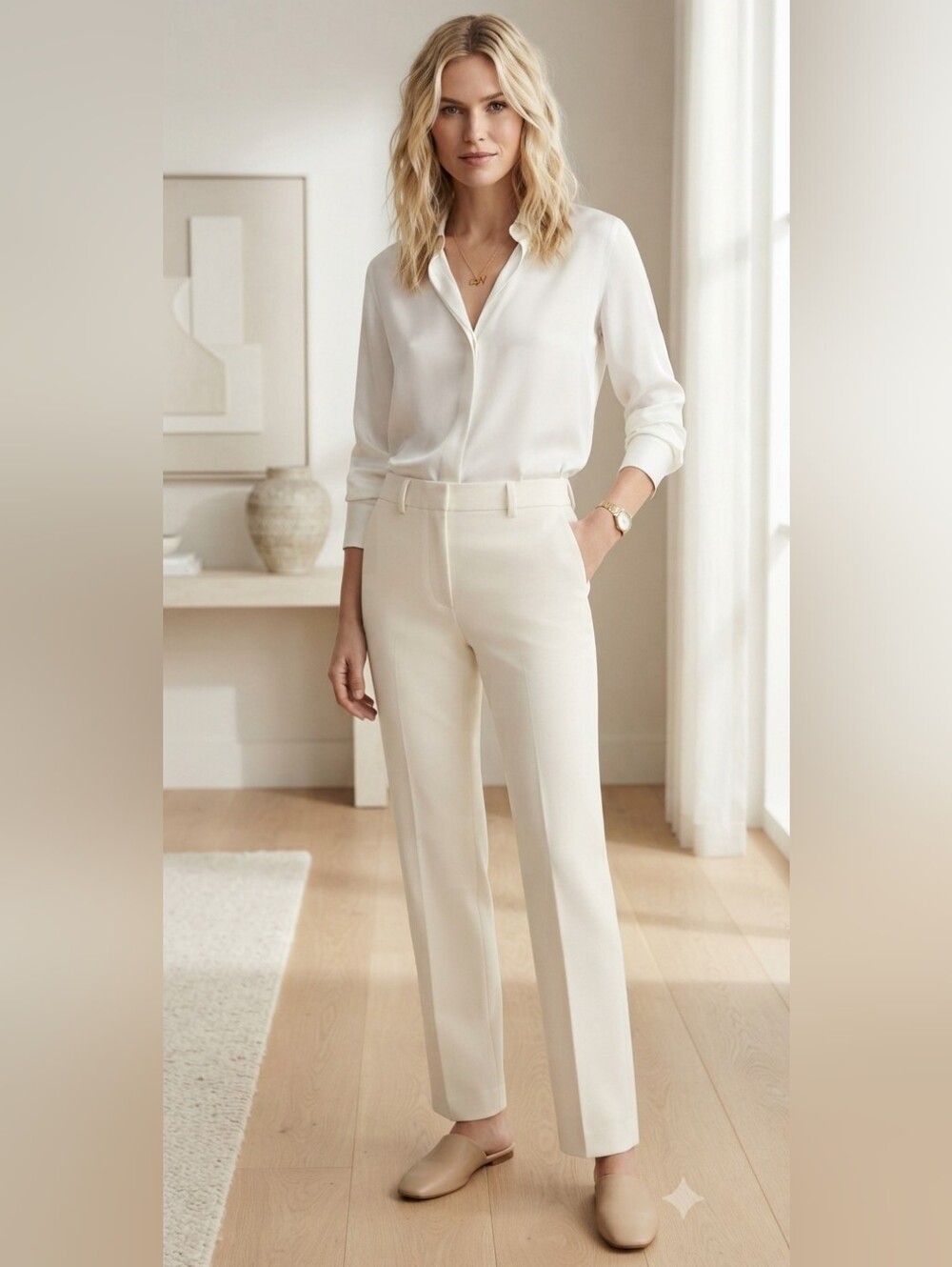 Joseph Mid-Rise Straight-Leg Cady Pants - Picture 4 of 16